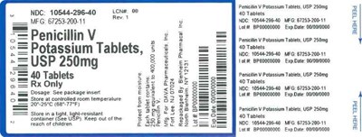 Label 250mg 40ct (Label Penicillin V Potassium Tabs 250mg Bpi(10544 296 40) Dava(67253 200 11) Rev1)